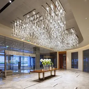 Современная цветная ленточная декоративная Роскошная стеклянная светодиодная Люстра для вестибюля отеля, банкетного зала