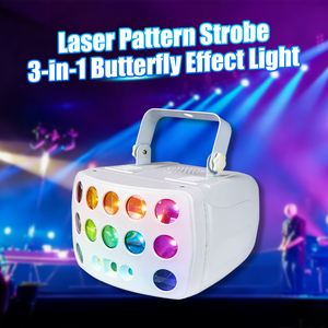 ไฟดิสโก้ LED แบบขายส่ง สำหรับงานดีเจ รูปทรงผีเสื้อ 3in1 RGBW เลเซอร์ สโตรบ DMX512 รีโมทคอนโทรล ค่า CRI สูง <span class=keywords><strong>90</strong></span> เหมาะสำหรับงานแต่งงาน ปาร์ตี้ คลับ บาร์ ร้านคาราโอเกะ - Product Image 2