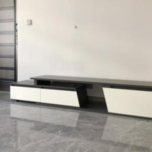 Mobile <span class=keywords><strong>TV</strong></span> dal Design Semplice in Nero, Bianco e Grigio con Tavolino e <span class=keywords><strong>Armadio</strong></span> a Muro, Set Mobile <span class=keywords><strong>TV</strong></span> e Tavolino - Product Image 3