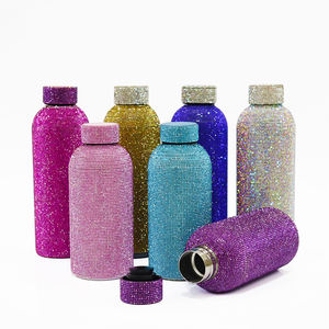 Botella de Agua Topnovo Bling, Colorida, de Boca Pequeña, de Acero Inoxidable de Lujo, Aislada, Brillante, con Pedrería - Product Image 2