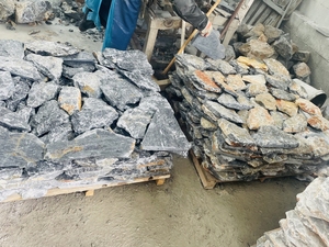 Thiết Kế Hiện Đại Đá Tự Nhiên Tường Ốp Màu Đen Veneer Miễn Phí Hình Thức Lỏng Màu Xanh Mộc Mạc Thạch Anh Ngoài Trời Antacid Chia Finishing - Product Image 3