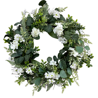 Guirlande de Noël traditionnelle en plastique ignifuge écologique, 22 pouces, verte, ornée de fleurs blanches, taille personnalisable