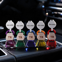Diffuseur de voiture en verre de luxe fait main, forme polygonale, bouteille transparente, esthétique, idéal pour cadeau, vente en gros, logo personnalisé, corde tressée colorée, coffret cadeau