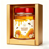 Vente en gros de pots en verre ergonomiques pour miel, confiture et sauce, écologiques, avec couvercle en plastique à torsion métallique profond, disponibles en 100ml, 180ml, 280ml, 380ml, 580ml, et pots droits.