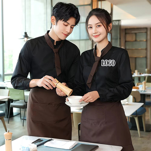 Stile Unisex <span class=keywords><strong>Cafe</strong></span> Bar stampa Logo personalizzato abbigliamento da lavoro da cameriere camicie da ristorante maglietta del personale - Product Image 1