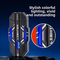 Briquet torche style Mecha, coupe-vent, flamme rouge, rechargeable au butane, avec lumière LED tendance