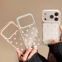 Étui de luxe minimaliste à pois compatible avec iPhone 17 16 15 14 13 Pro Max, coque transparente souple en TPU antichoc