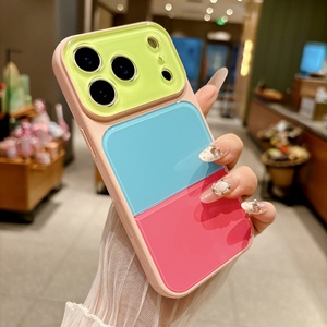 เคสโทรศัพท์แบบ Color-block สำหรับ iPhone 18/17 Pro Max, ช่องเว้าเลนส์ขนาดใหญ่, เคสกันกระแทกสีลูกกวาดแบบ Patchwork สำหรับ 16 Pro - Product Image 5
