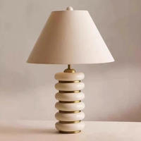 Lampe de table moderne de luxe léger en bois massif avec abat-jour en tissu, LED à intensité variable pour hôtel, salon, canapé, bureau