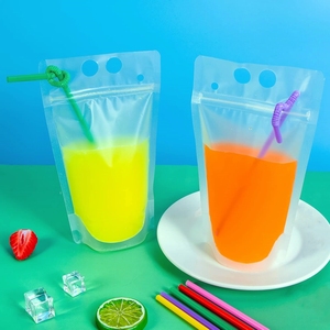 Bolsas <span class=keywords><strong>de</strong></span> bebidas transparentes reutilizables <span class=keywords><strong>de</strong></span> mano con pajita <span class=keywords><strong>de</strong></span> plástico resistente para bebidas frías y calientes, batidos <span class=keywords><strong>de</strong></span> jugo caliente - Product Image 5