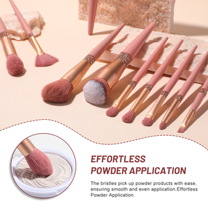 Juego de 10 Brochas de <span class=keywords><strong>Maquillaje</strong></span> para <span class=keywords><strong>Mujer</strong></span> con Logotipo Personalizado, Color Rosa Brillante, con Cristales y Brocha para Rostro y Afeitado Incluida - Product Image 4