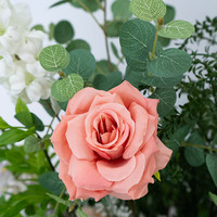 Décor floral de mariage personnalisable fait main durable en soie, roses, pivoines, eucalyptus et verdure artificielle pour toile de fond rectangulaire