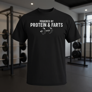 Camiseta de levantamiento de pesas con estampado de Weight Lifting Powered By Protein And Farts - Product Image 3