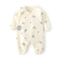 Ademend Zacht Gaas Cartoon Print Baby Kruippak Met Lange Mouwen Romperkleding