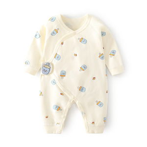 Respirant doux gaze dessin animé impression bébé ramper costume à manches longues barboteuse vêtements - Product Image 5