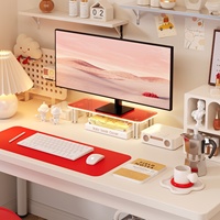 Support de moniteur d'ordinateur en alliage d'aluminium rose transparent, base de tablette, hauteur réglable, rangement suspendu pour bureau
