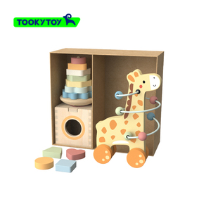 3 in 1 Box <strong>Wooden</strong> Around Bead Maze <strong>Push</strong> <strong>Along</strong> Giraffe Stacking <strong>Toy</strong> Montessori Sensory <strong>Toys</strong> for Kids - Product Image 3