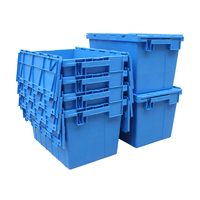 Caisse de transport logistique en plastique, emboîtable, avec couvercle, pour déménagement, conteneur empilable, caisse en plastique robuste