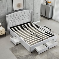 Ensemble de lit capitonné de luxe au design moderne, avec tiroirs de rangement, pour lits King-Size et Queen-Size, mobilier de chambre à coucher, cadre en bois rembourré