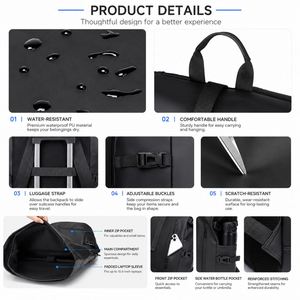 Mochila Impermeable Enrollable para Portátil, con Logotipo Personalizado, para Viajes de Negocios, Gran Capacidad, para Viajes Diarios al Aire Libre - Product Image 3