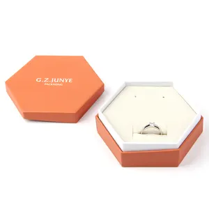 cardboard orange hexagon gift box custom rigid hexagon orange jewelry box