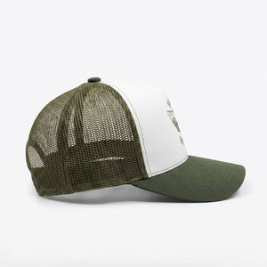 Casquette de camionneur pour enfants avec broderie de truite, bicolore blanc et olive, dos en maille, casquette snapback pour la pêche en plein air, casquette de baseball pour enfants - Product Image 6
