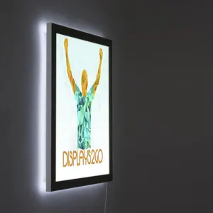Affichage de fenêtre de boîte à lumière, cadre d'affiche en aluminium, Snap, ultra mince, éclairage publicitaire en métal, boîte à lumière LED, A1, A2