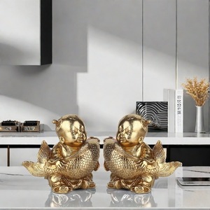SWAITE Statuetta di <span class=keywords><strong>Pesce</strong></span> in Resina Dorata Stile Lusso Moderno per Decorazioni Festive del Capodanno Cinese, Ornamento per Ingresso, Ufficio, Studio - Product Image 1