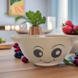 Plato de succión de cerámica de porcelana sin BPA con diseño de elefante y oso de dos orejas, para bebés, con cazoleta de cáscara de arroz para niños pequeños - Product Image 2