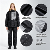 Ensemble imperméable unisexe coupe-vent et respirant avec capuche et poignets ajustables, enduit PVC