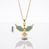 Collier tendance avec pendentif pigeon vintage - Chaîne fine en cuivre et zircon cubique pour femme