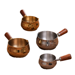 ถ้วยจิ้มสเตนเลสสตีลพร้อมด้ามไม้ Misonyo สำหรับใส่ปลา อาหารปาร์ตี้ พริก มะเขือเทศ สเต็ก ซอสปรุงรส ขนาดเล็ก 60 มล. 120 มล. 180 มล. - Product Image 1