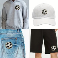 Patch de football en chenille noir et blanc, 12 pièces, appliques brodées de football, vêtements pour enfants, sacs de sport, bricolage, artisanat