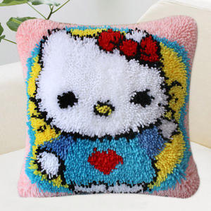 Housse de coussin en toile imprimée moderne à <span class=keywords><strong>crochet</strong></span> moderne avec motifs de chatons, kits pour adultes débutants, vente chaude - Product Image 3
