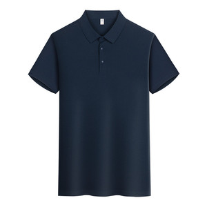 Camisa polo de manga corta de poliéster de secado rápido, ropa de trabajo negra para hombre, uso diario, color sólido - Product Image 3