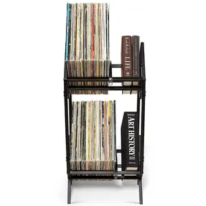 Amazon Hot Selling 2 Tiers Metalen Album Houder Vinyl Record Houder Display Plank Opbergrek Stand