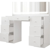 Coiffeuse de luxe moderne en bois blanc avec éclairage LED et couleur personnalisable