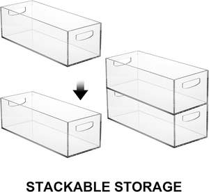 2 علبة أكريليك شفافة مستطيله <span class=keywords><strong>DVD</strong></span>/CD مع مقابض حاوية تخزين قابلة للتكديس صندوق منظم رف - Product Image 3
