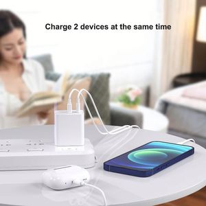 พอร์ต USB 2พอร์ต QC 3.0 Type C 20W ที่ชาร์จติดผนังสองพอร์ตสำหรับชาร์จอุปกรณ์มือถือ - Product Image 6
