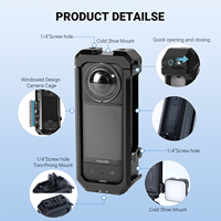 YUANYUJINGMI Cage de protection portable en aluminium pour Insta360 X3, boîtier métallique avec accessoires de fixation griffe froide