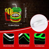 Enseigne néon LED haute visibilité pour hamburgers et frites – Signalétique professionnelle pour restaurants et décorations de magasins de restauration rapide