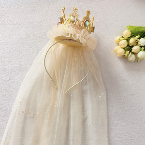 Accesorios para el Cabello de Hada Hechos a Mano, Corona de Lentejuelas, Diademas para Vestir, Velo para el Cabello para Niñas, Diseño Dulce de Dibujos Animados, Tela Acrílica - Product Image 3