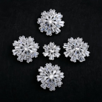5 Buah Kancing Zirkon Tipe Payung 24Mm Kancing Manset Mantel Setelan Dekorasi Kerah Bros Kristal Aksesori Pakaian