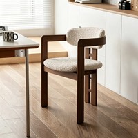 Chaise de salle à manger moderne en bois JP, avec coussin confortable, pieds en bois massif, tissu écologique, idéale pour salon et appartement