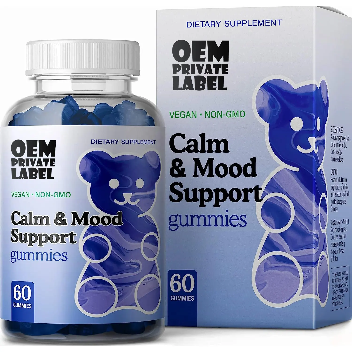 Calm & Mood Support Gummies integratore a base di erbe con magnesio, L-teanina, Ashwagandha, melissa e Bacopa supporto antistress