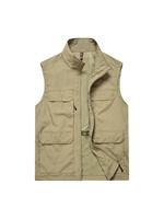 Gilet d'extérieur personnalisé pour homme avec logo, 1 pièce MOQ, veste multi-poches décontractée pour photographie et pêche, printemps-automne