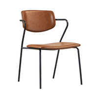 Fauteuil minimaliste moderne italien pour étude à domicile Salle à manger en métal avec dossier en MDF pour café, thé au lait, boutique de chaises rembourrées