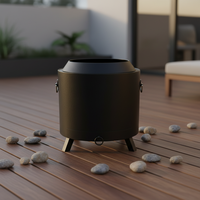 Brasero rond GENO sans fumée, moderne, en métal thermolaqué, pour brûler du bois, portable, pour le camping, en extérieur ou en intérieur