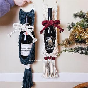 Hecho a mano rame Boho decoraciones colgantes soporte único para botella de vino tejido a mano decoración de arte de la pared - Product Image 1