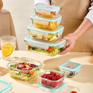 Transparente Glas-Bento-Box mit Plastikdeckel Mikrowellengeeignet Erhitzbar Hohe Kapazität Auslaufsicher Mahlzeitenvorbereitung Gesunde Ernährung Isoliert Umweltfreundlich - Product Image 3